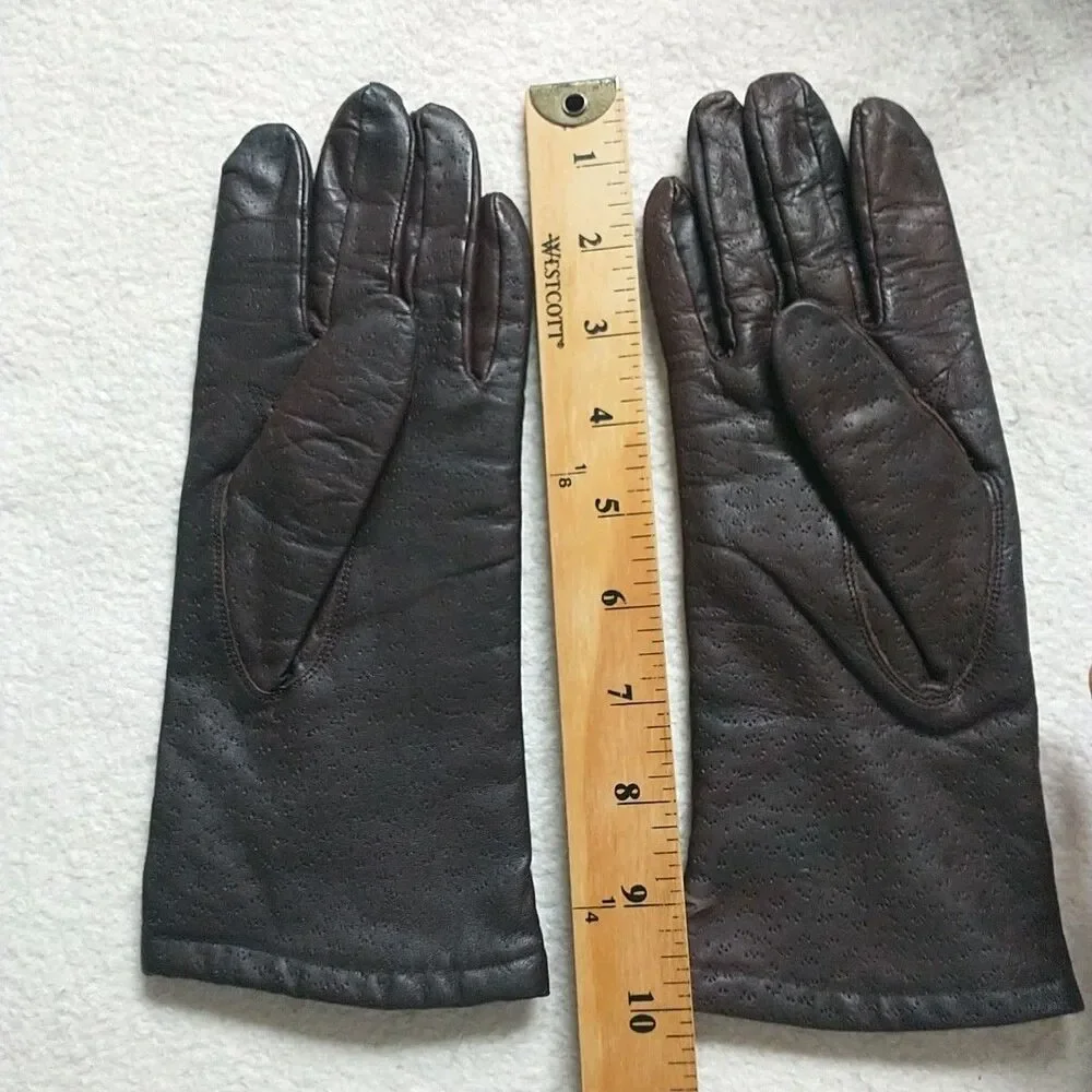 Genuine Leather Gloves Womens M/S*Brown Lined Quiet Luxury